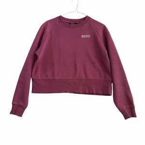 Diesel Women's XS Cropped Logo Sweatshirt in Burgundy Rose